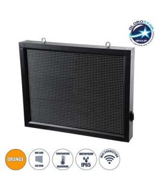 GLOBOSTAR® DISPLAY 90803 Κυλιόμενη Ψηφιακή Επιγραφή 64x48cm P10 Μονής Όψης LED AC 220-240V Αδιάβροχο IP65 Πορτοκαλί - WiFi Control μέσω FK APP - Αισθητήρας Θερμοκρασίας & Υγρασίας - Μ72 x Π9 x Υ56cm - 2 Χρόνια Εγγύηση